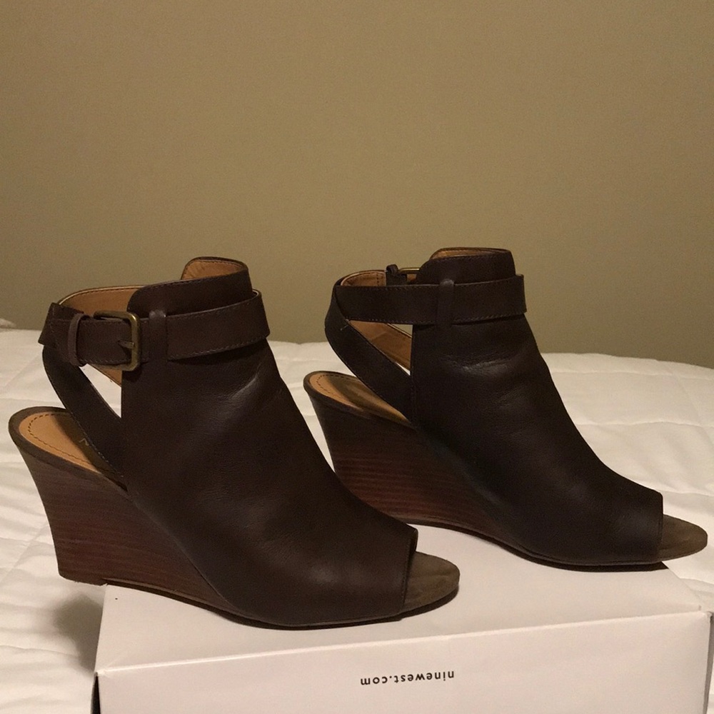 Nine West Wedge Peep Toe Booties